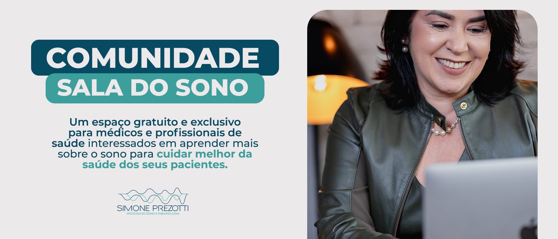 Banner da comunidade Sala do Sono no site da Dra. Simone Prezotti