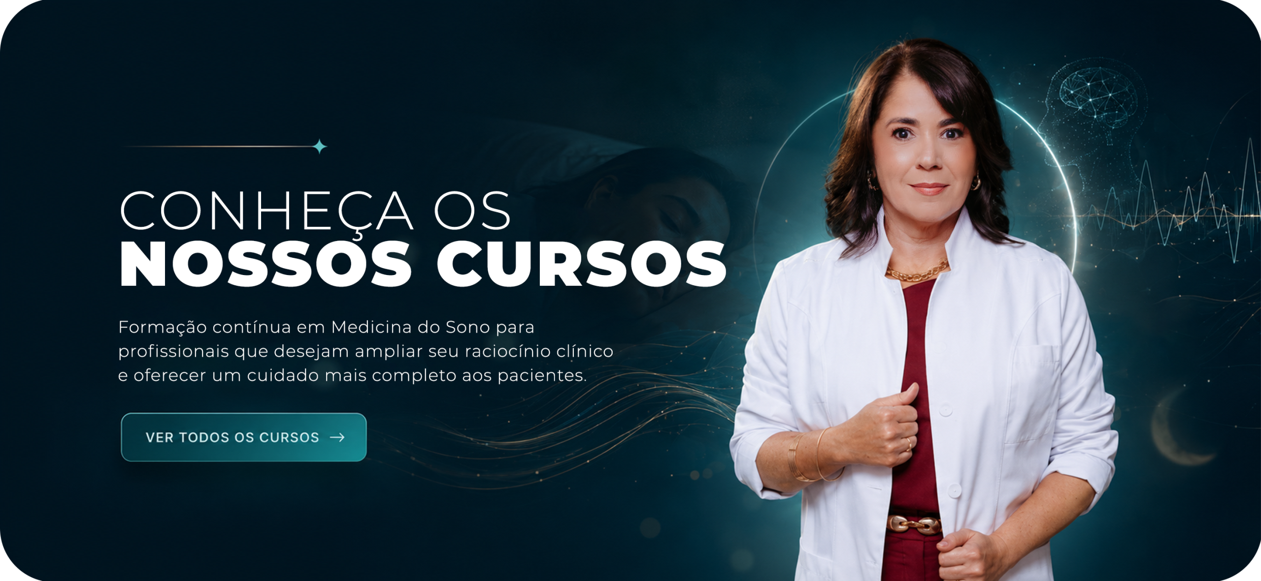 Banner da seção conheça cursos no site da Dra. Simone Prezotti