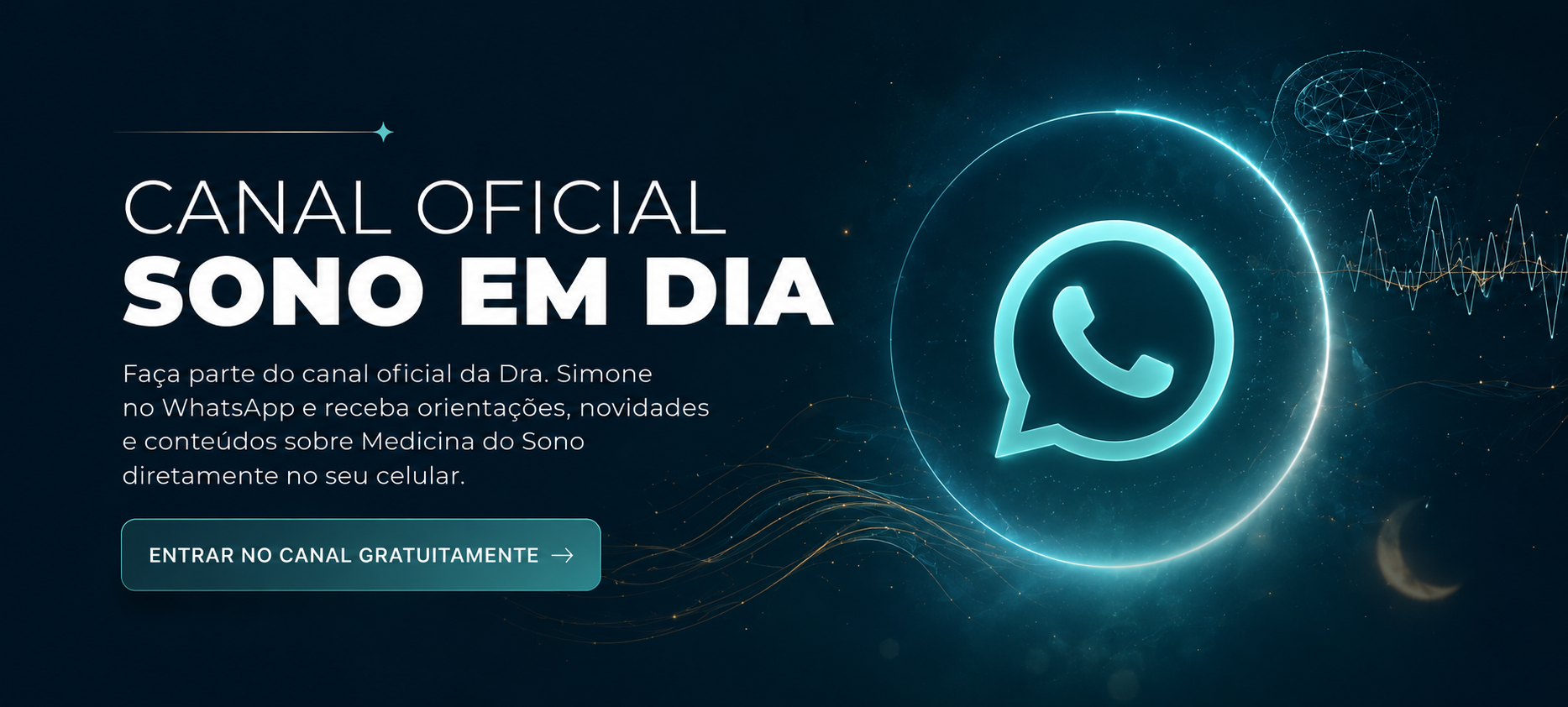 Banner do canal oficial da Dra. Simone Prezotti no WhatsApp