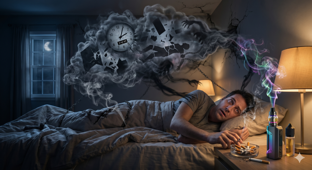 Imagem de blog sobre como cigarro e vape afetam a qualidade do sono