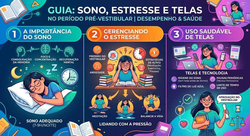 Sono, Estresse e Telas no Período Pré-Vestibular: Um Guia para Desempenho e Saúde