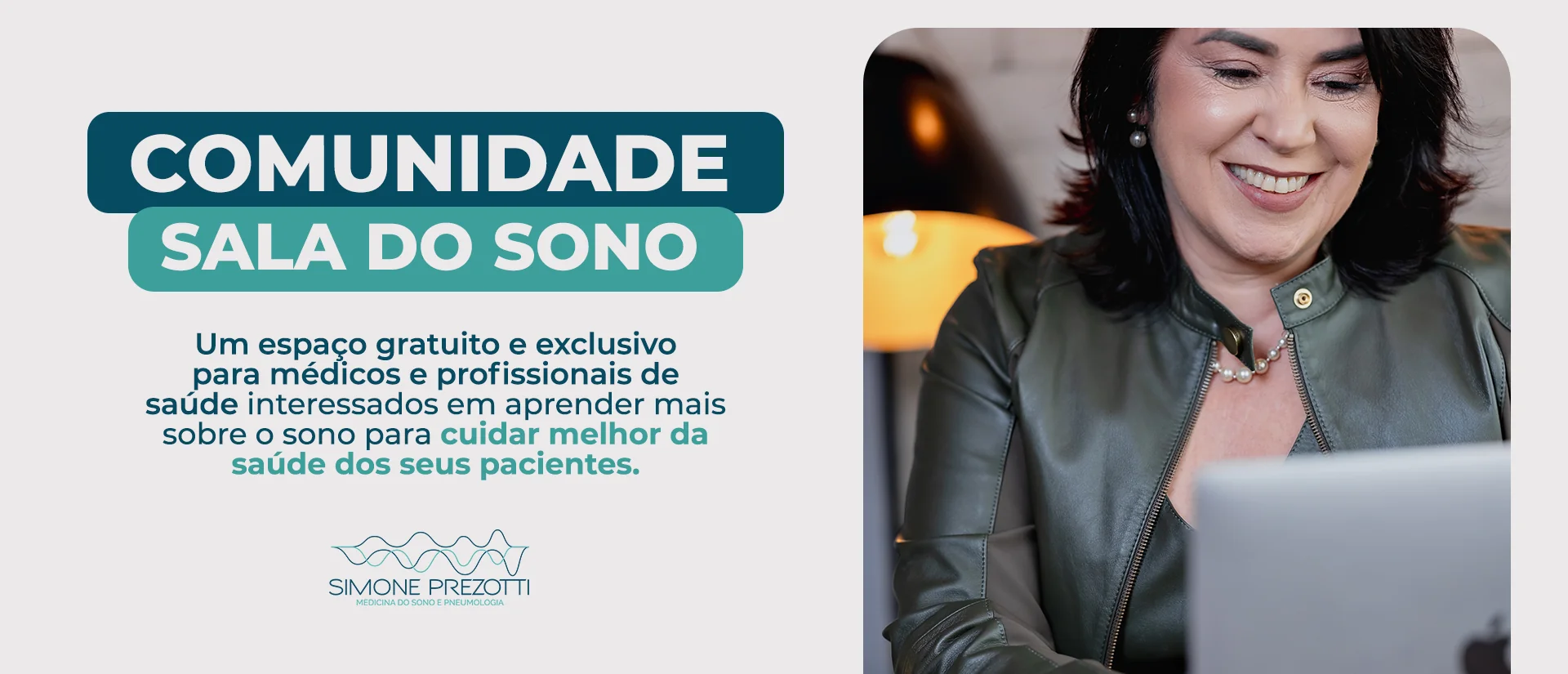 Banner da comunidade Sala do Sono no site da Dra. Simone Prezotti