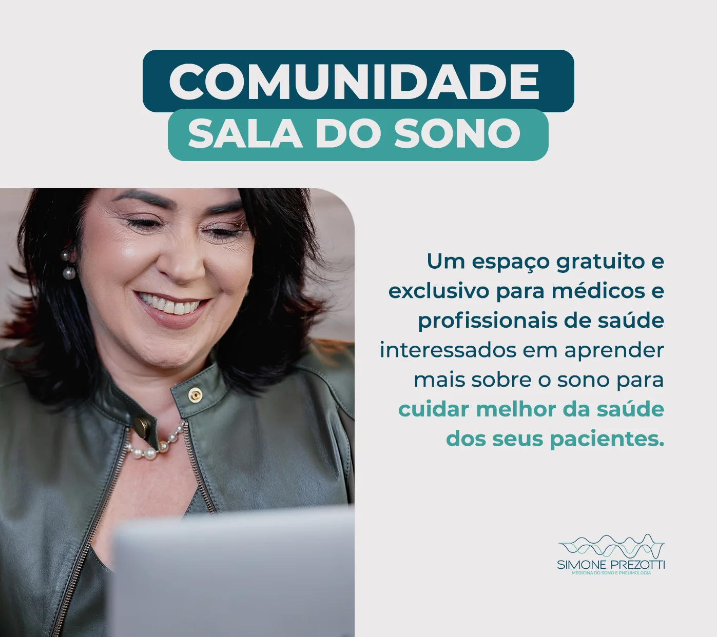 Banner da comunidade Sala do Sono no site da Dra. Simone Prezotti