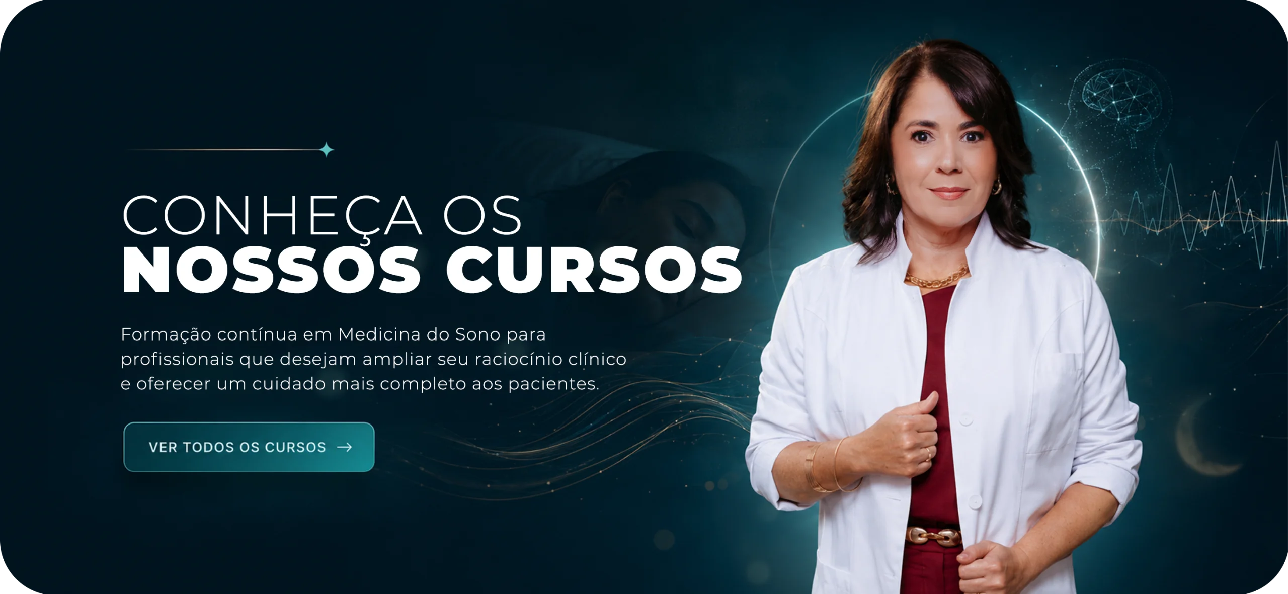 Banner da seção conheça cursos no site da Dra. Simone Prezotti